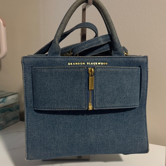Brandon Blackwood Blue Denim Medium Kuei Bag - Picture 1 of 8
